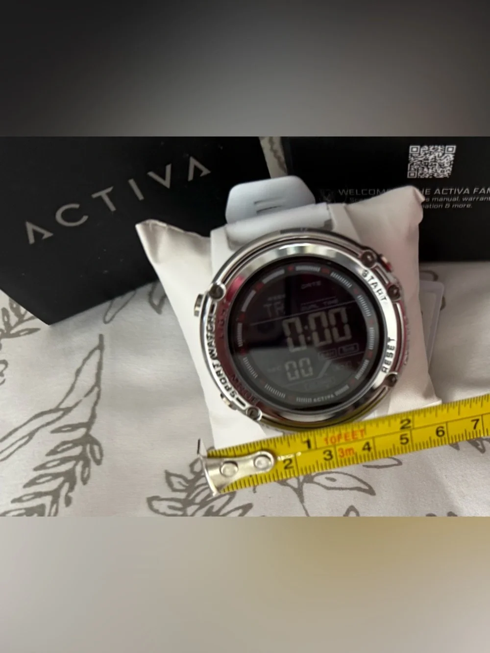 Ativa White Digital Sports Watch with Silver Bezel